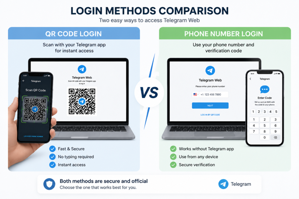 Visual comparison of Telegram Web, Telegram Desktop, and the Telegram mobile app