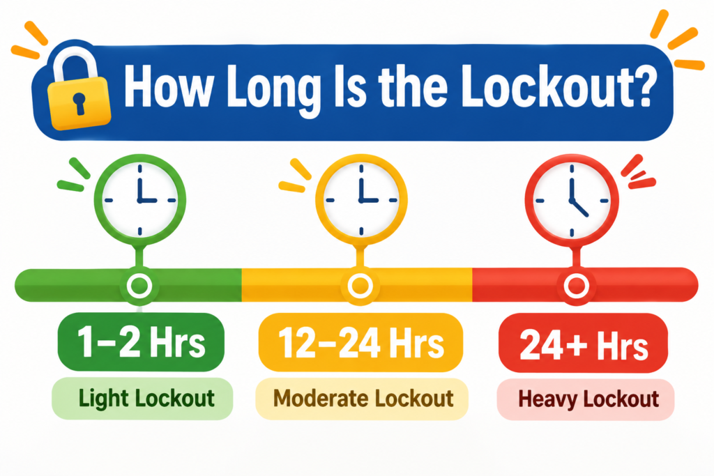 Timeline showing Telegram too many attempts lockout durations from light to heavy triggers